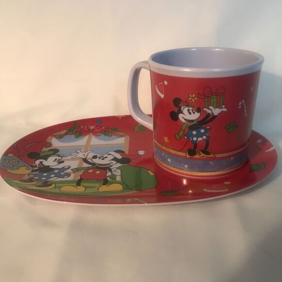 JCPENNEY/DISNEY-Mickey Mouse & Minnie Mouse Christmas Holiday Plate/Mug Set RARE - Picture 3 of 8